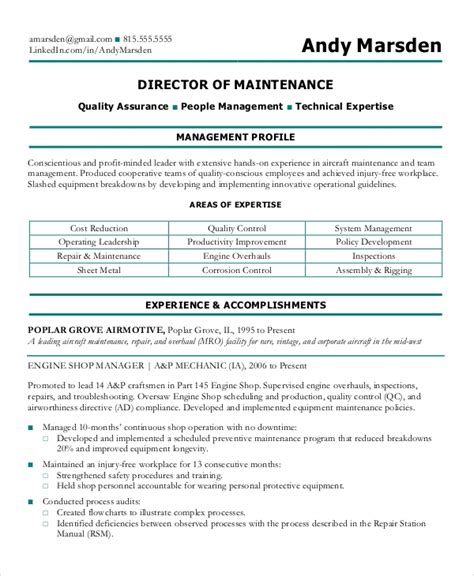 free 8 sample maintenance resume templates in pdf ms word