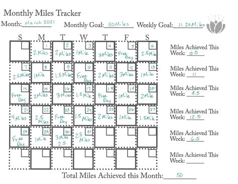 miles tracker printable running tracker walking tracker step