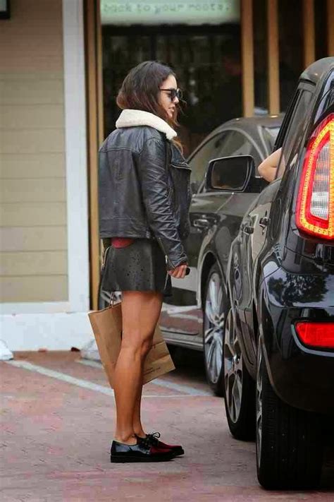 Lovely Ladies In Leather Vanessa Hudgens In A Leather Mini Skirt