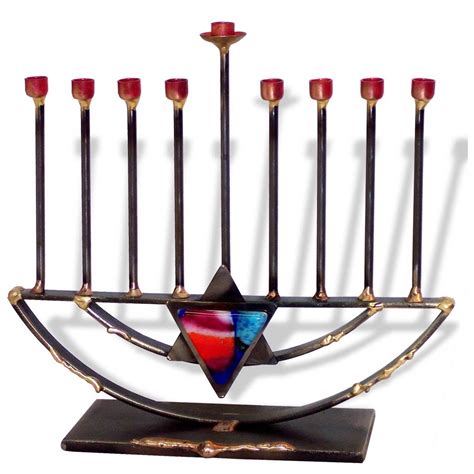 hanukkah gifts jewish star metal glass sculpted hanukkah menorah