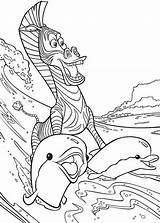 Coloring Dolphin Marty Madagaskar Ride Madagascar Movie Two Pages Colouring sketch template