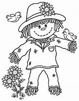 Coloring Scarecrow Pages Sheets Fall sketch template
