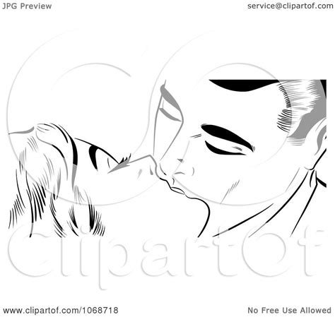 clipart pop art couple kissing black and white royalty free