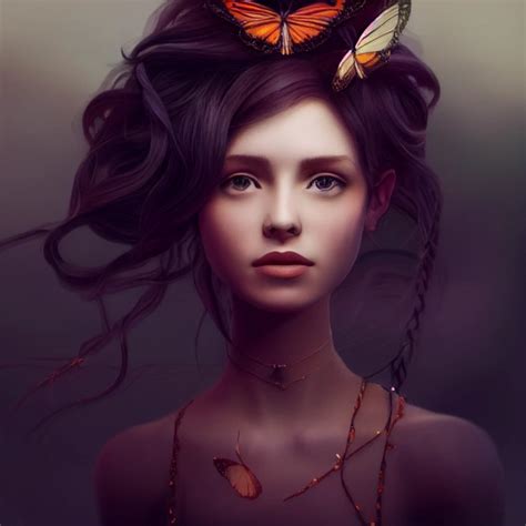 Unreal Engine Girl With Hair Made Of Butterflies Midjourney Openart