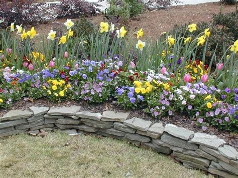 elegant flower garden rock border landscaping  rocks