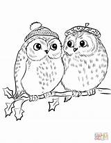 Owl Coloring Owls Pages Cute Couple Drawing Color Easy Adults Girls Printable Sketch Valentine Girl Template Animals Print Popular sketch template