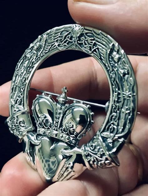irish claddagh brooch  sterling silver celtic jackalope