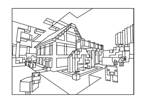 printable coloring page minecraft  minecraft house coloring page