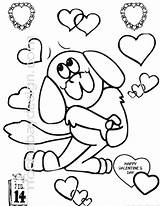 Coloring Dog Valentines Hearts Valentine Printable Kids Holiday sketch template