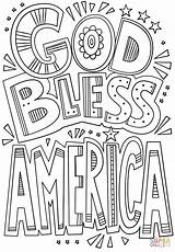 Coloring Bless God Pages America July 4th Doodle Printable Independence Print Color Christian Religious Online Crafts Supercoloring sketch template