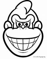 Kong Donkey Coloring Pages Face Diddy Colouring Mask Printable Game Movie Mario Color Print Party Nintendo Kongs Donkeys Super Night sketch template