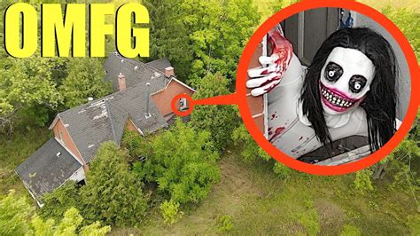 drone catches jeff  killer   hideout   scary forest    angry