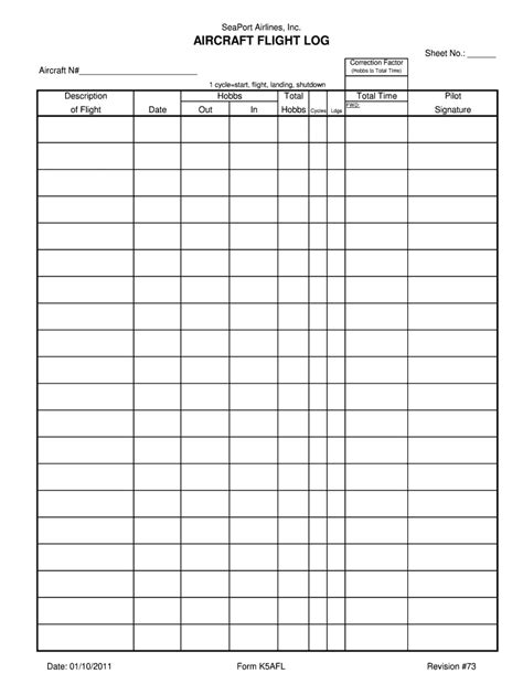 aircraft flight log    fill  sign printable template   legal forms
