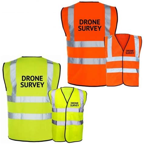 drone survey printed  vis safety vest   waistcoat simply  vis clothing uk drone caa