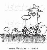 Grass Mowing Cartoon Drawing Coloring Man Leishman Ron Gardener Outlined Tall Cartoons Royalty Stock sketch template
