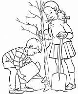 Trees Cartoon Planting Clipart People Drawings Coloring Library Boy Girl sketch template
