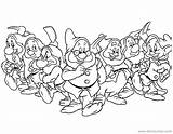 Dwarfs Seven Coloring Snow Pages Disney Disneyclips sketch template