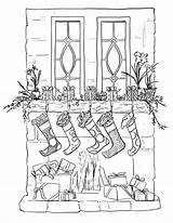 Christmas Printable Coloring Stocking String Hang Lights Kids Decorate Adults sketch template