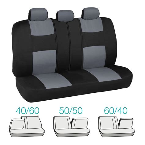 universal split bench car seat covers  front rear  tone black gray ebay