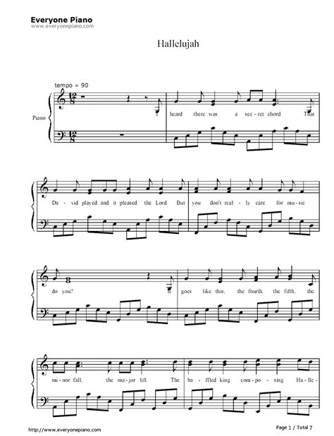 free hallelujah jeff buckley sheet music preview 1 … piano sheet