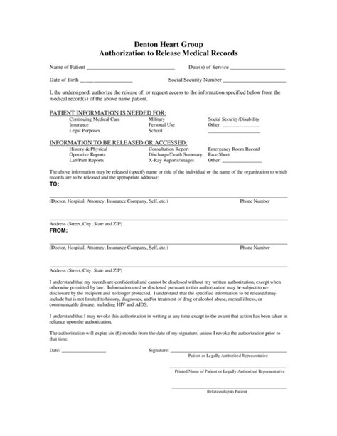 medical records release form  templates  printable