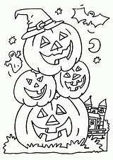 Pumpkin Stacked Scary Printcolorcraft Pumpkins sketch template