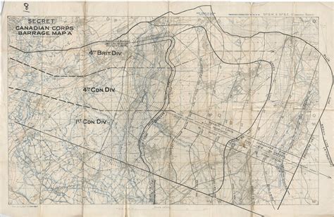 maps artillery barrage map canada    world war