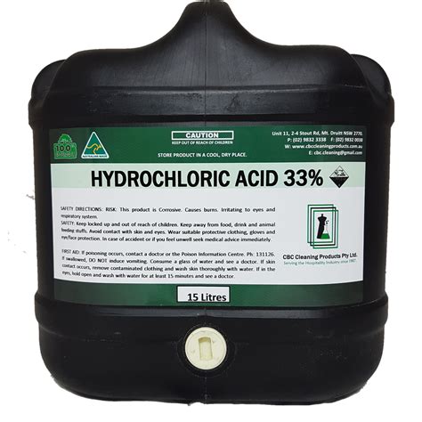 hydrochloric acid  cbc cleaning products