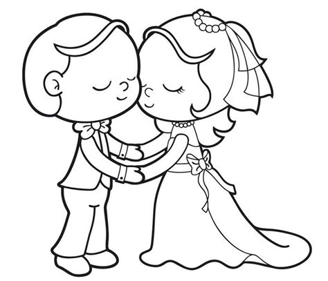 romantic bride  groom coloring page  kids