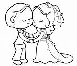 Coloring Groom Bride Wedding Pages Kids Cute Romantic Template Coloringpagesfortoddlers Sketch sketch template