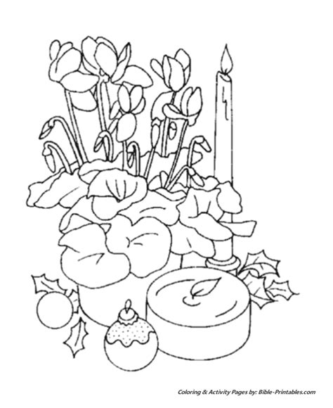 christmas scenes coloring pages christmas candles  flowers