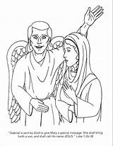 Coloring Mary Angel Pages Gabriel Hail Visits Popular Library Clipart Coloringhome sketch template