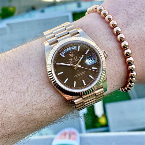 wts rose gold rolex day date president mm chocolate dial