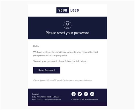 Free Password Reset Email Templates Unlayer