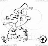 Kicking Soccer Ball Girl Outlined Toonaday Royalty Clipart Cartoon Vector Illustration 2021 sketch template
