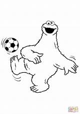 Coloring Monster Cookie Soccer Plays Pages Dot Printable Sesame Street Silhouettes Drawing sketch template