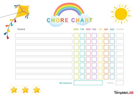 blank chore chart  multiple kids printable  instant