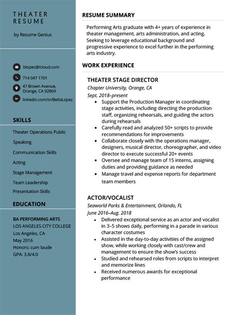 theater resume   writing tips