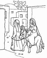 Joseph Mary Coloring Bethlehem Pages Christmas Donkey Bible Story Jesus Baby Nativity Travel Children Arrived Printable Enter Stories Colouring Color sketch template
