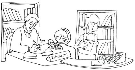 librarian coloring page  library room desk library room librarian
