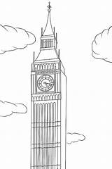 Ben Big London Coloring Pages Tower Drawing Coloringsun Clock Color Print Drawings Sketch Paper sketch template