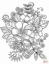 Flowers Butterflies Drawing Coloring Pages Printable Getdrawings sketch template