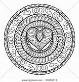 Mandala Coloring Pages Circle Doodle Expert Level Vector Heart Ornament Tribal Theme Shutterstock Stock Pattern Drawn Hand Getcolorings Search sketch template