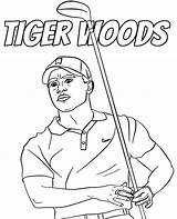 Tiger Woods Coloring Golfer Printable Print sketch template