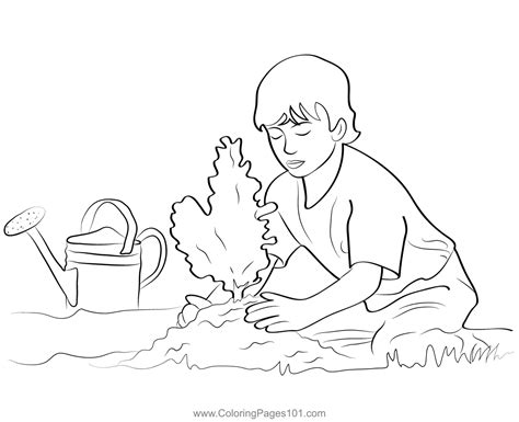 boy planting tree coloring page  kids  world environment day