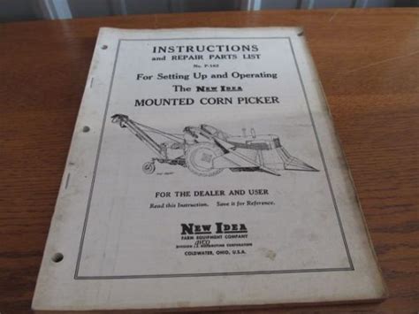 idea instructions parts list manual mounted corn picker p