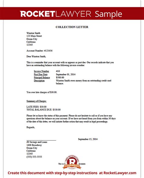 collection letter sample collection letter template