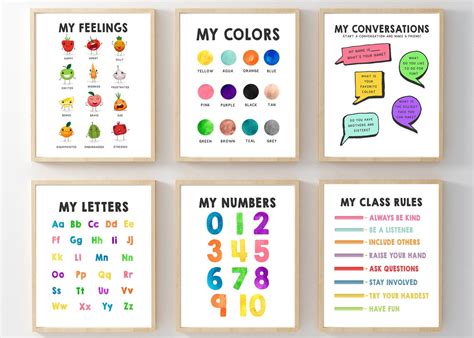 set   colorful classroom printables colorful art  etsy