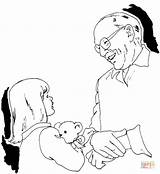 Grandfather Coloring Pages Granddaughter Talking Colouring Grandpa Cartoon His Cartoons Drawings Drawing Draw Sketches Playing Super Simple sketch template