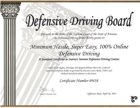 defensive driving    printable certificate
